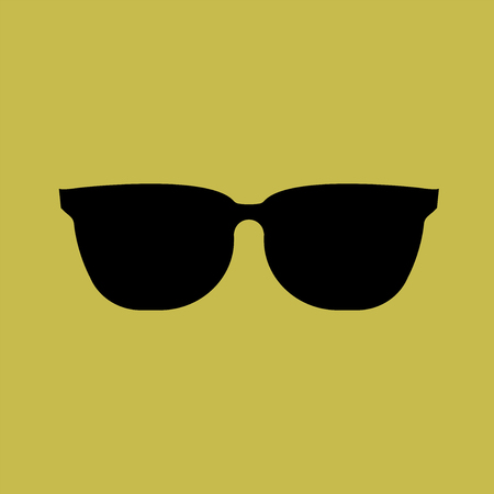 Sunglasses black Icon on yellow background.vector illustrationのイラスト素材