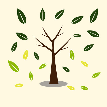 Tree icons with beautiful leaves,Ecology concept autumn with tree background.Vector illustration.のイラスト素材