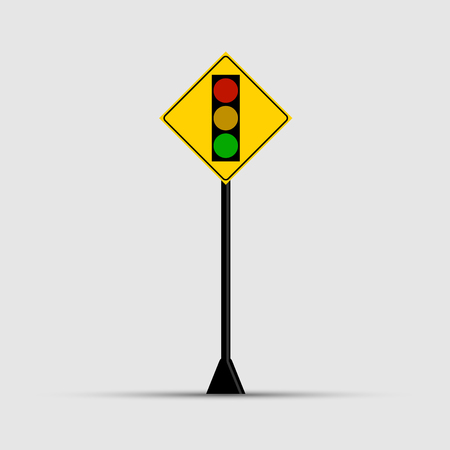 Poles Traffic light, green, yellow, red on white backgroundのイラスト素材