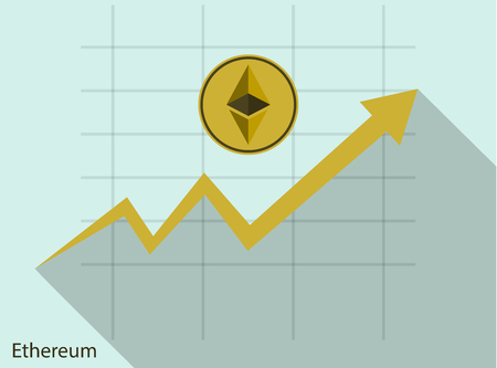 Business ethereum coin concept growth chart on graph background.vector Illustratorのイラスト素材