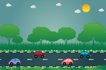 Cars and nature image design illustrationのイラスト素材