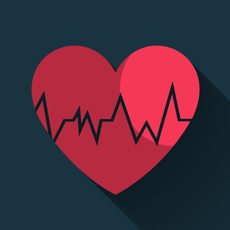 Heart wave, Heart red pulse icon, check cardiology on black background Vector illustration.のイラスト素材