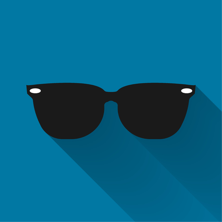 Sunglasses black icon with long shadow black,Simple design style.vector illustrationのイラスト素材