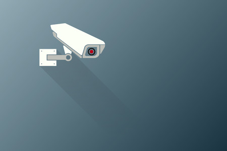 Security Concept,CCTV camera attached to a black background wall outside.vector illustrationのイラスト素材
