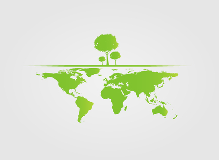 Ecology,tree on earth cities help the world with eco-friendly concept ideas.vector illustrationのイラスト素材