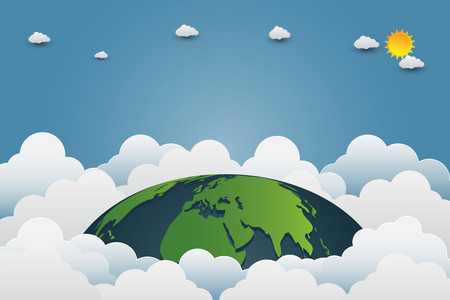 Beautiful sunset with a variety of clouds on world background.vector illustrationのイラスト素材