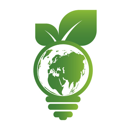 Ecology concept,the world is in the energy saving light bulb green,vector illustrationのイラスト素材