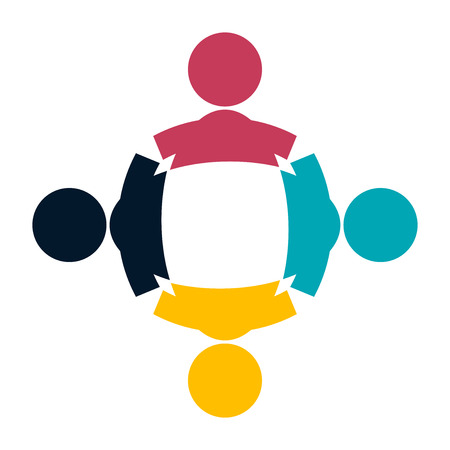 Group people logo handshake in a circle,Teamwork icon.vector illustratorのイラスト素材
