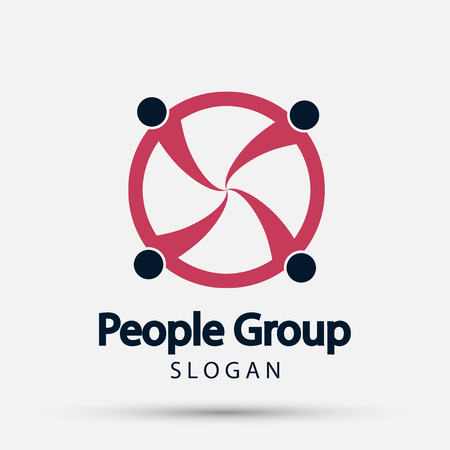 Group four people logo handshake in a circle,Teamwork icon.vector illustratorのイラスト素材