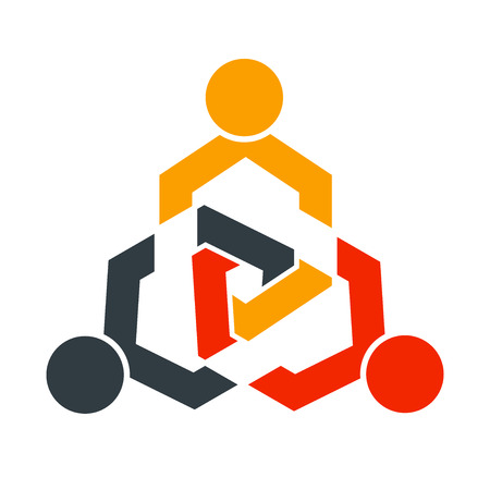 people in a circle holding hands.The summit workers are meeting in the same power room.のイラスト素材