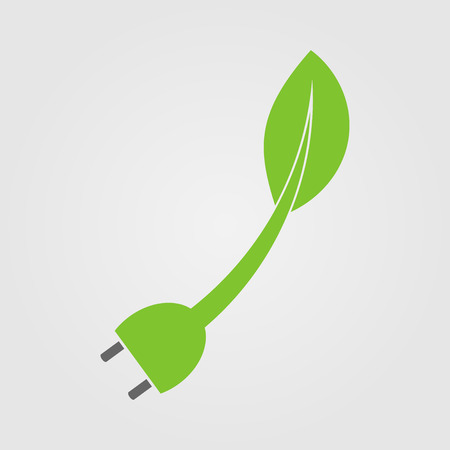 Power plug green two colors ecology emblem or logo. Vector illustrationのイラスト素材