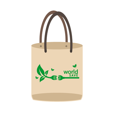 Ecology concept,eco-friendly fabric bag ideas.Vector illustrationのイラスト素材