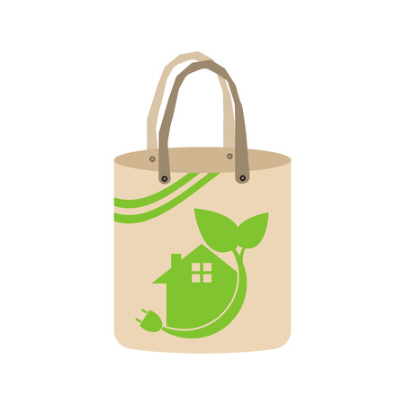 Ecology concept,eco-friendly fabric bag ideas.Vector illustrationのイラスト素材