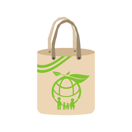 Ecology concept,eco-friendly fabric bag ideas.Vector illustrationのイラスト素材