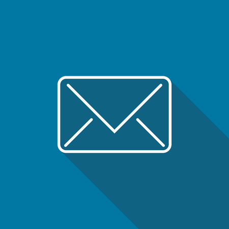 Mail icon with long shadow black on white background,Simple design style.vector illustrationのイラスト素材
