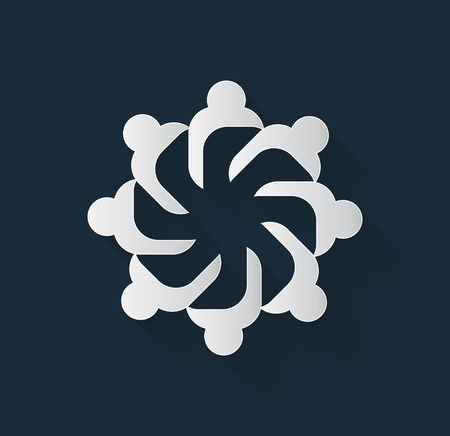 Teamwork embracing eight people. Eight people in a circle. Vector illustrationのイラスト素材