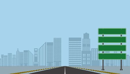 Road highway signs,Green board on road,Vector illustration のイラスト素材