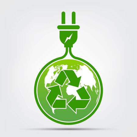 Energy ideas save the world concept power plug green ecology. Vector illustrationのイラスト素材