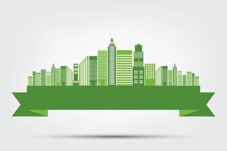 Ecology town concept and environment With Eco-Friendly Ideas,Vector illustration のイラスト素材