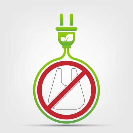 Ecology save world concept, no plastic bags. Vector illustrationのイラスト素材