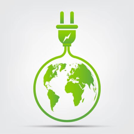 Energy ideas save the world concept power plug green ecology, vector Illustrationのイラスト素材