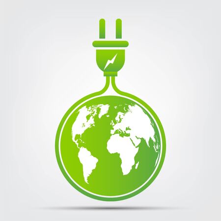 Energy ideas save the world concept power plug green ecologyのイラスト素材