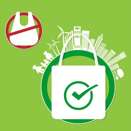 Ecology and Environmental Save World Concept,No plastic bags.Vector illustration のイラスト素材