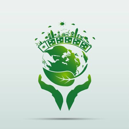 Energy ideas save the world concept Power plug green ecologyのイラスト素材