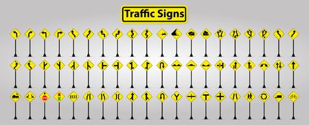 Set WarningTraffic Signs,Prohibition Symbol Sign Isolate on White Backgroundのイラスト素材