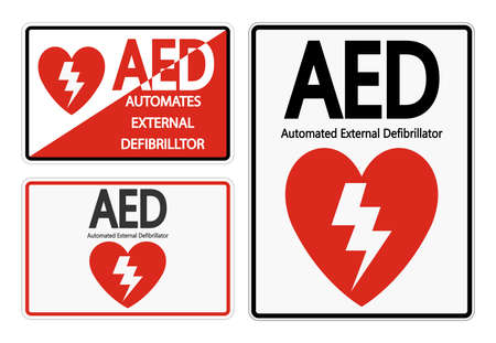 Set Symbol AED Sign label on white background