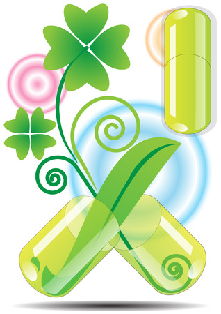 herbal medicine capsule vector backgroundのイラスト素材