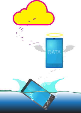 cloud save data mobile vectorのイラスト素材