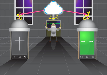 cartoon cloud transfer data vectorのイラスト素材