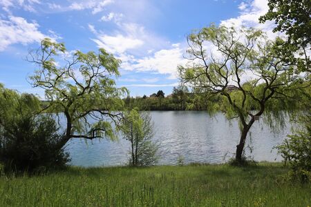 Landscape of Lake Monclar du Quercy near Montauban in France
