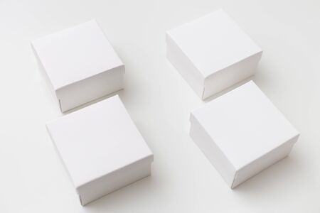 Template for design presentation. White boxes on the white backgroundの写真素材