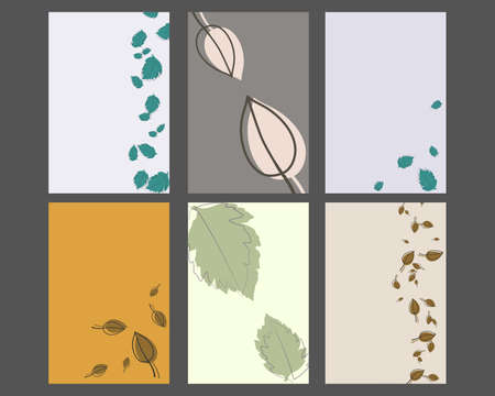 Set of different designs of backgrounds with autumn leavesのイラスト素材