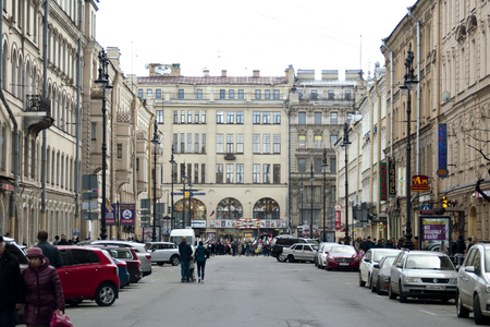 St. Petrsburg, Russia, on May 9, 2017. A typical view of the historic center of the city. In the distance - a March "Immortal regiment".のeditorial素材
