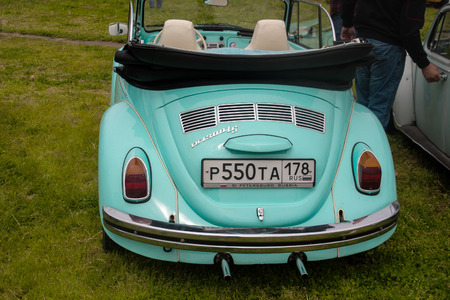 Saint Petersburg, Russia - July 08, 2017: Festival of old Volkswagen car Bughouse Fest 2017 . Volskwagen beetle in the exhibition.のeditorial素材