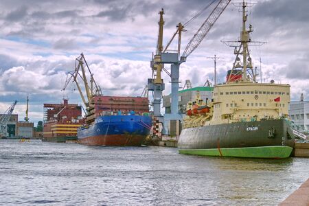 Saint Petersburg, Russia - July 07, 2017: Icebreaker-Krasin Museum near the Neva embankment.のeditorial素材