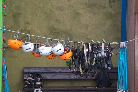 Saint Petersburg, Russia - July 12, 2019: Equipment for classes on the climbing wallのeditorial素材