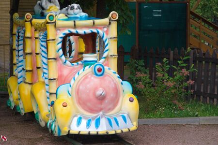 Saint Petersburg, Russia - July 12, 2019: Children's attraction train with carriagesのeditorial素材