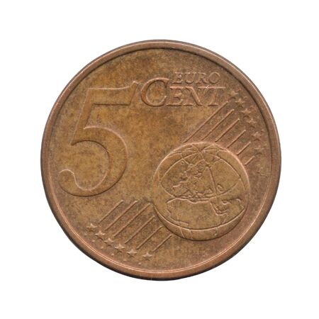 5 Euro Cents coin of the Federal Republic of Germany isolated on a white