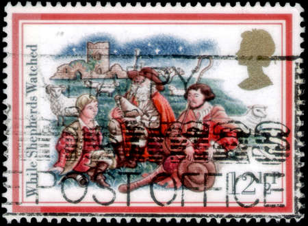 Saint Petersburg, Russia - April 01, 2020: Stamp issued in the United Kingdom with the image of the...