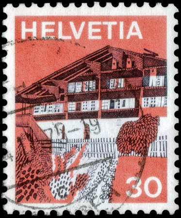 Saint Petersburg, Russia - May 05, 2020: Stamp printed in the Switzerland with the image of the...