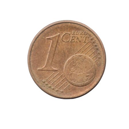 One Euro Cent coin of the Germany isolated on a whiteの写真素材
