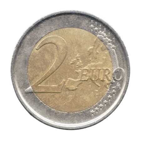 Two Euro coin of the Spain isolated on a whiteの写真素材