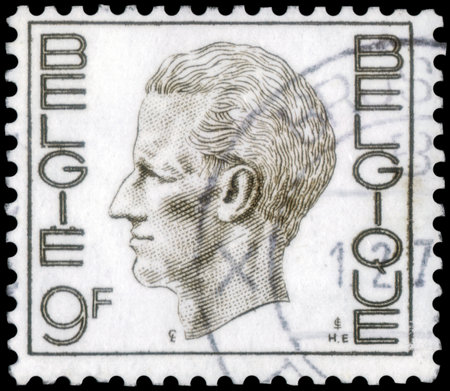 Saint Petersburg, Russia - September 18, 2020: Postage stamp issued in Belgium the image of the King Baudouin I, 1930-1993. From the series on King Baudouin Type Elstrom, circa 1971のeditorial素材