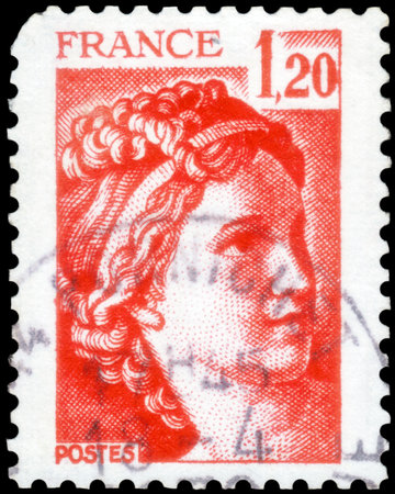 Saint Petersburg, Russia - September 27, 2020: Postage stamp issued in the France with the image of the Sabine, circa 1978のeditorial素材