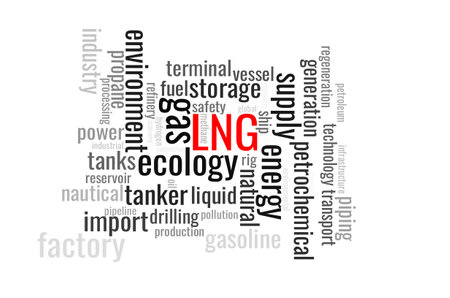 Illustration in the form of a cloud of words related to liquefied natural gas. LNG.のイラスト素材