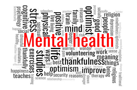 Illustration in the form of a cloud of words related to Mental health. Physical.のイラスト素材